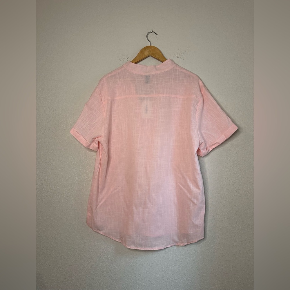 NWT Ouku Pink Cotton Linen Shirt Size XL - Picture 2 of 5